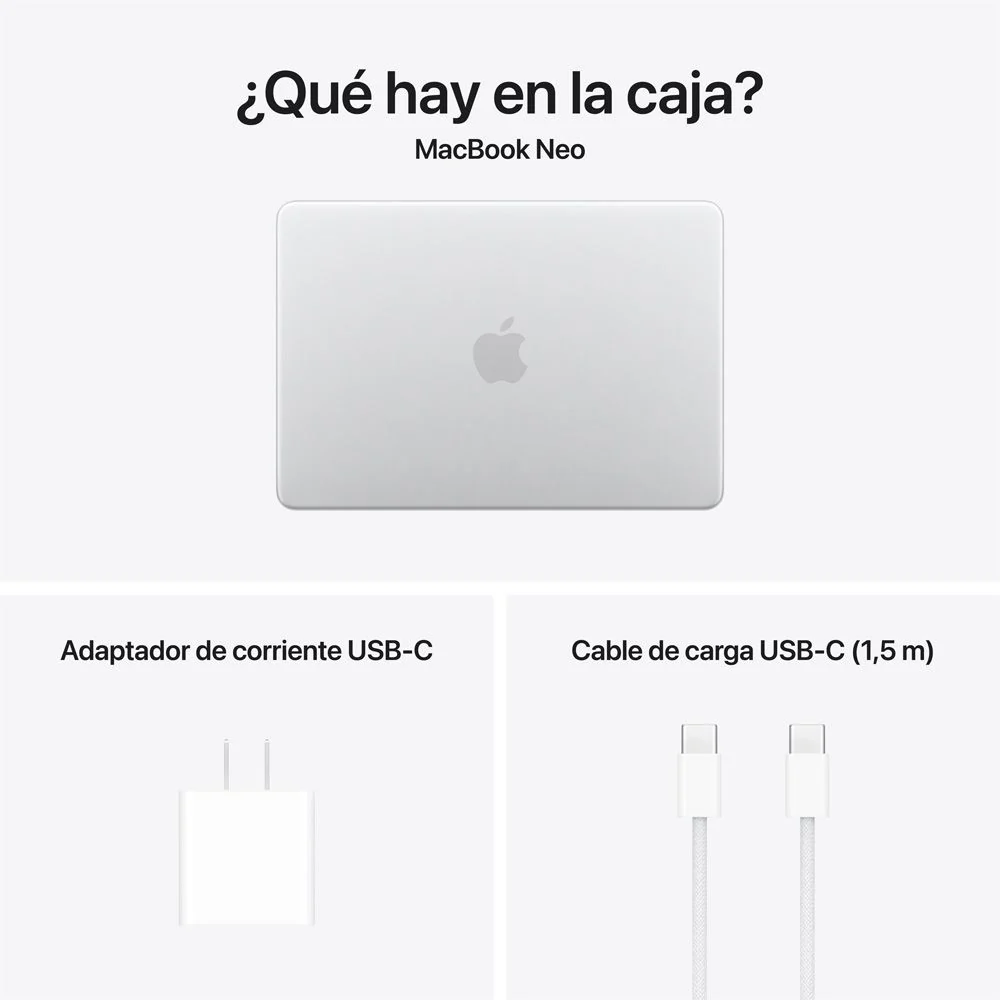 MacBook Neo de 13 pulgadas: Chip A18 Pro de Apple con CPU de 6 núcleos y GPU de 5 núcleos, Magic Keyboard con Touch ID, 512 GB SSD - Plata - Image 10