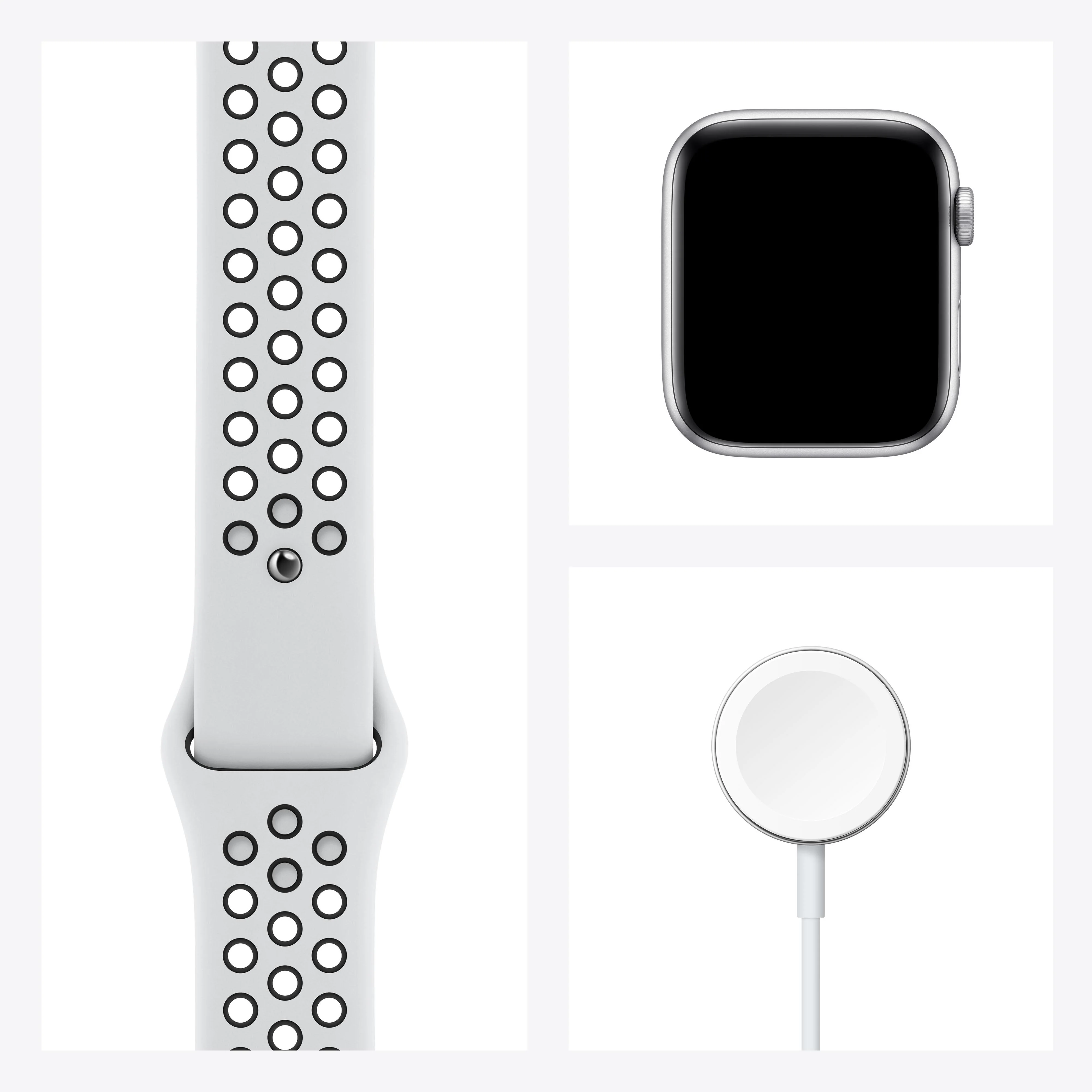 Apple Watch Nike SE (GPS) - Caja de aluminio en plata de 44 mm - Correa Nike Sport platino puro/negra - Talla única - Image 7