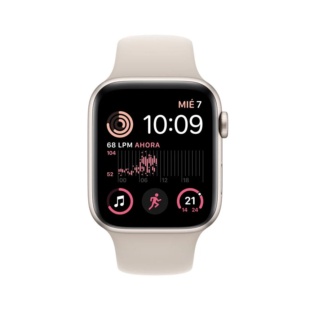 Apple Watch SE (GPS) - Caja de aluminio en blanco estrella de 44 mm - Correa deportiva blanco estrella - Talla única - Image 2