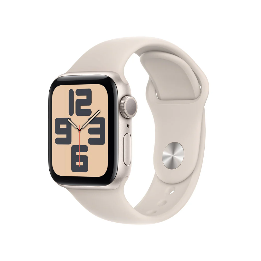 Apple Watch SE GPS • Caja de aluminio blanco estelar de 40 mm • Correa deportiva blanco estelar - S/M