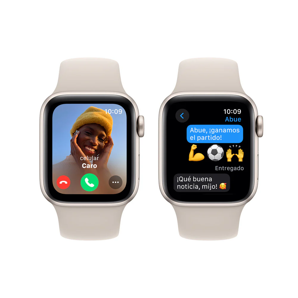 Apple Watch SE GPS • Caja de aluminio blanco estelar de 40 mm • Correa deportiva blanco estelar - S/M - Image 4