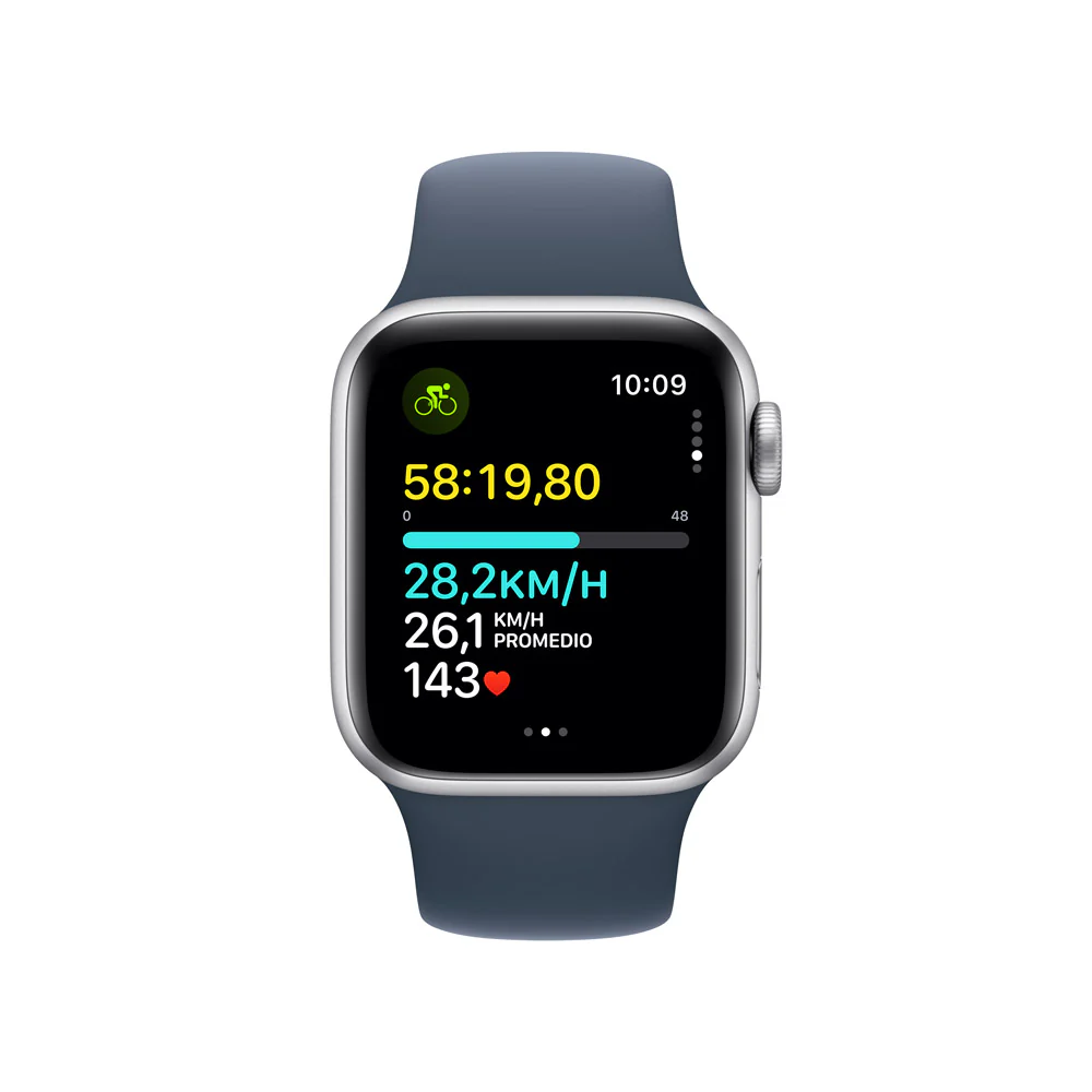 Apple Watch SE GPS • Caja de aluminio color plata de 40 mm • Correa deportiva azul tormenta - S/M - Image 6