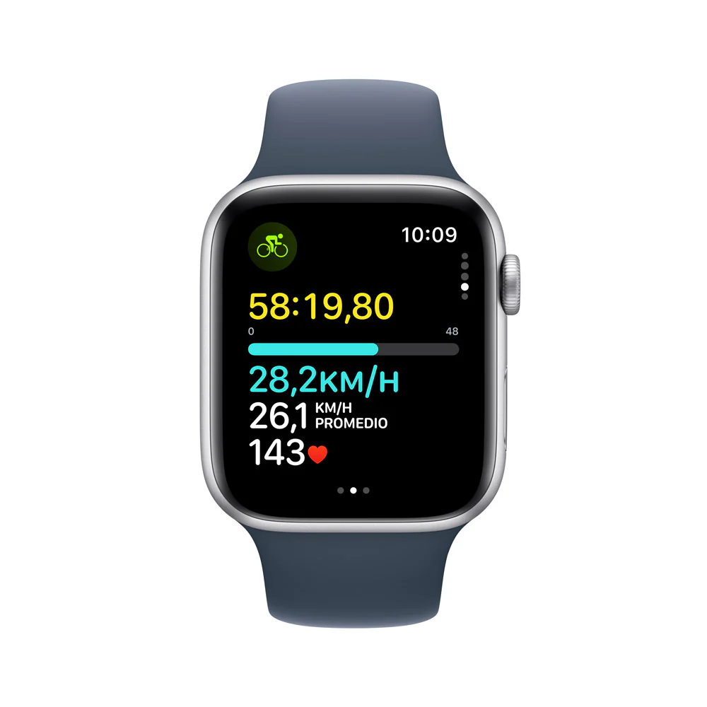 Apple Watch SE GPS • Caja de aluminio color plata de 44 mm • Correa deportiva azul tormenta - M/L - Image 6