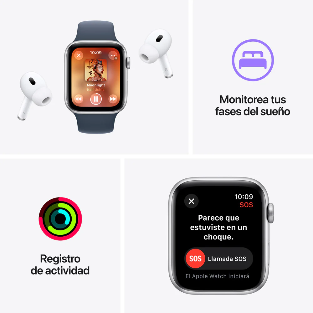 Apple Watch SE GPS • Caja de aluminio color plata de 44 mm • Correa deportiva azul tormenta - M/L - Image 7