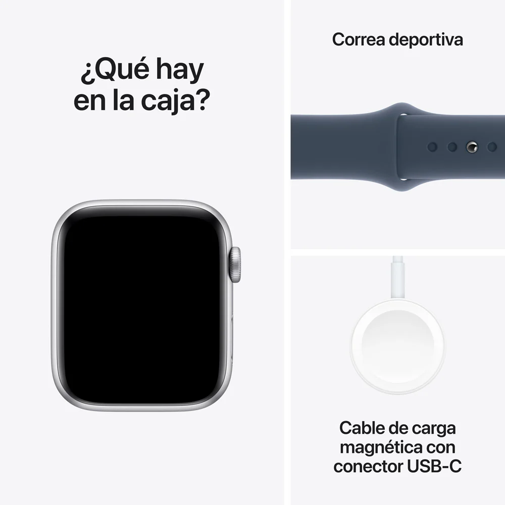 Apple Watch SE GPS • Caja de aluminio color plata de 44 mm • Correa deportiva azul tormenta - M/L - Image 8