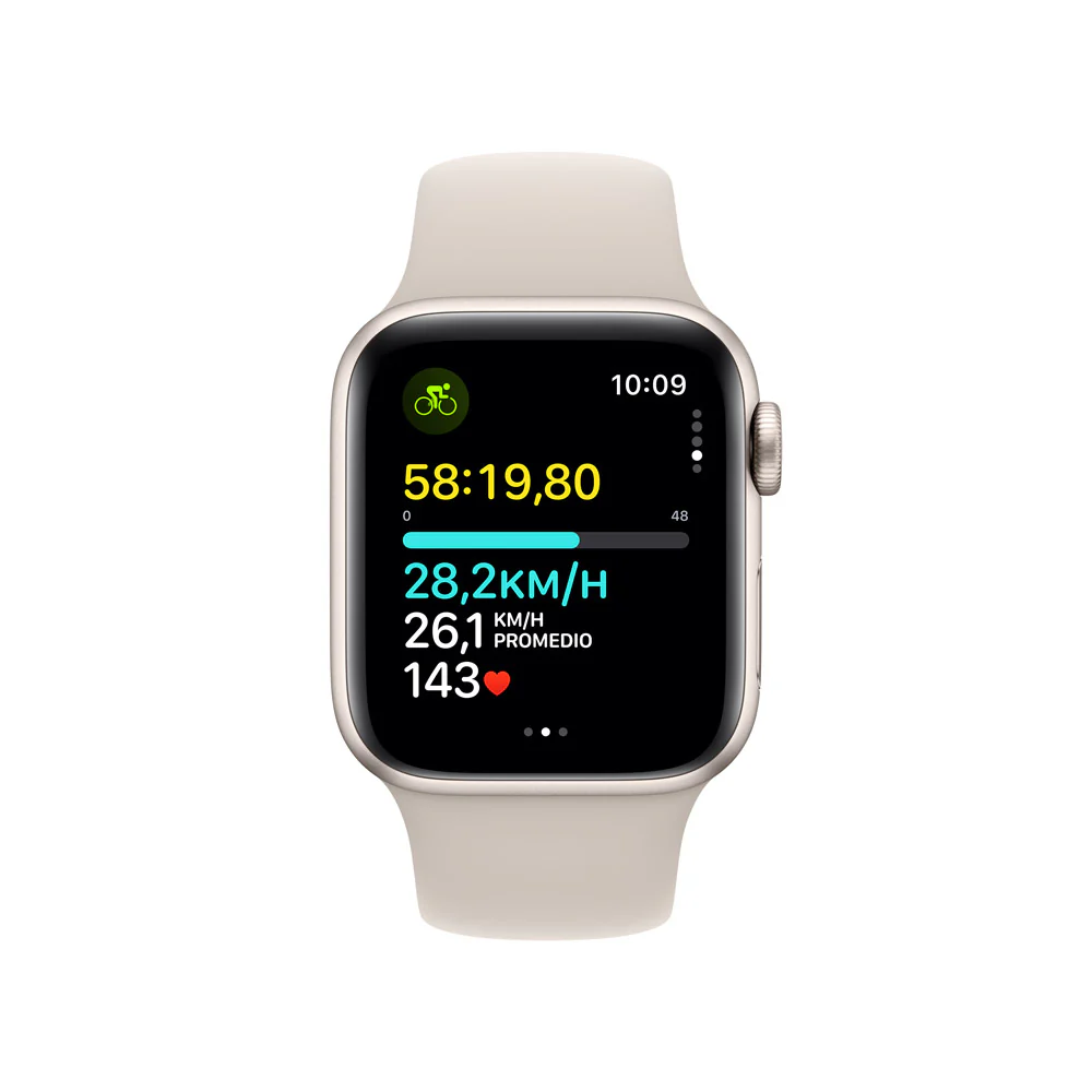 Apple Watch SE GPS + Cellular • Caja de aluminio blanco estelar de 40 mm • Correa deportiva blanco estelar - S/M - Image 6