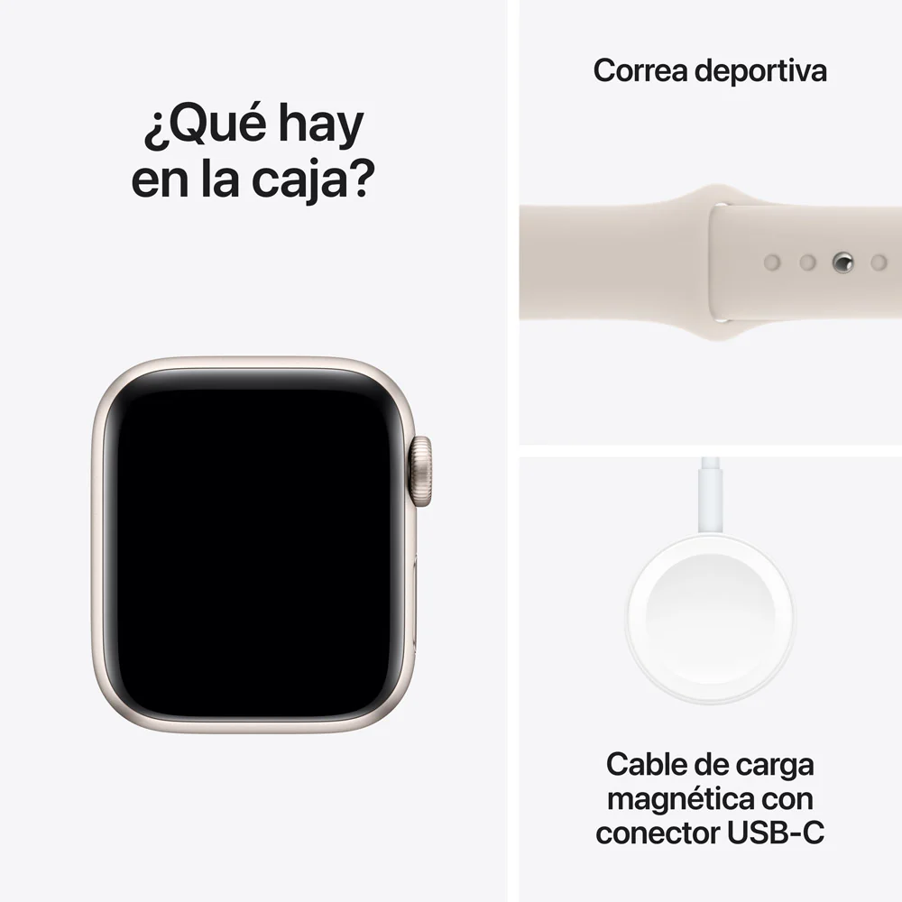 Apple Watch SE GPS + Cellular • Caja de aluminio blanco estelar de 40 mm • Correa deportiva blanco estelar - S/M - Image 8