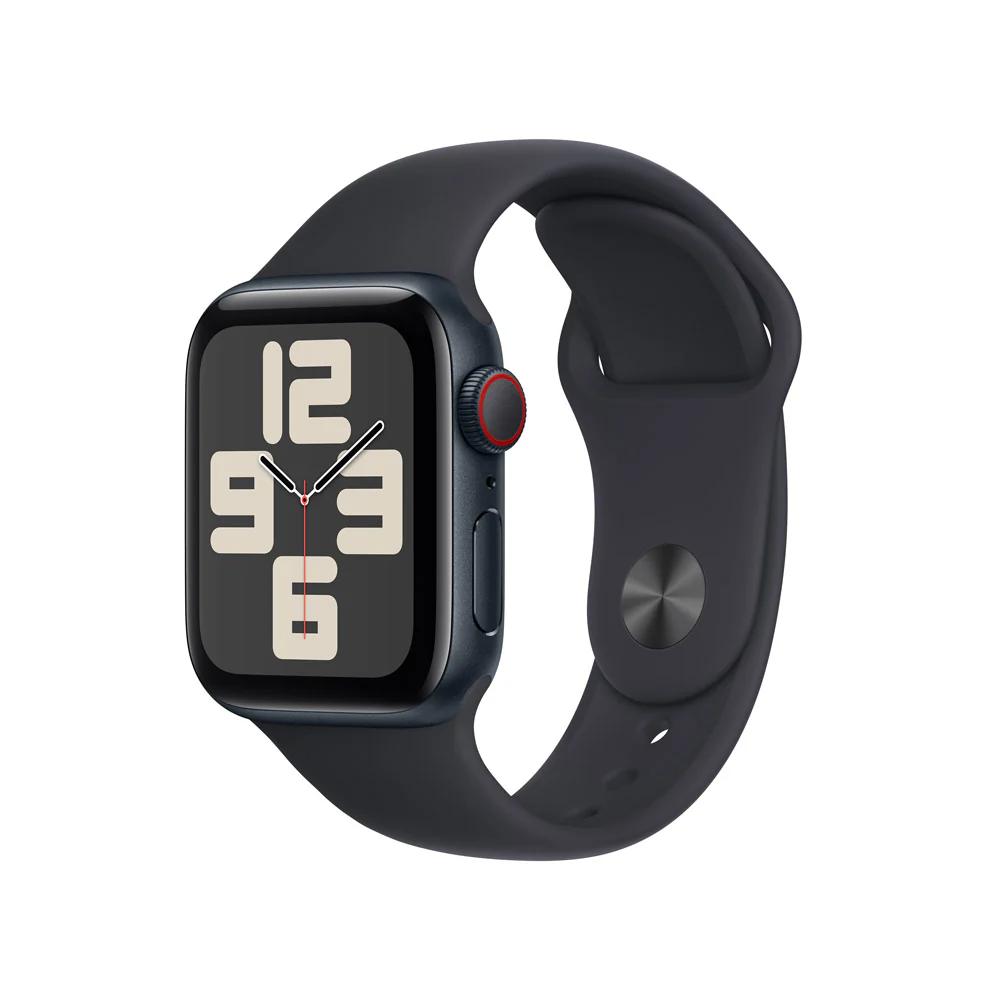 Apple Watch SE GPS + Cellular • Caja de aluminio color medianoche de 40 mm • Correa deportiva color medianoche - S/M
