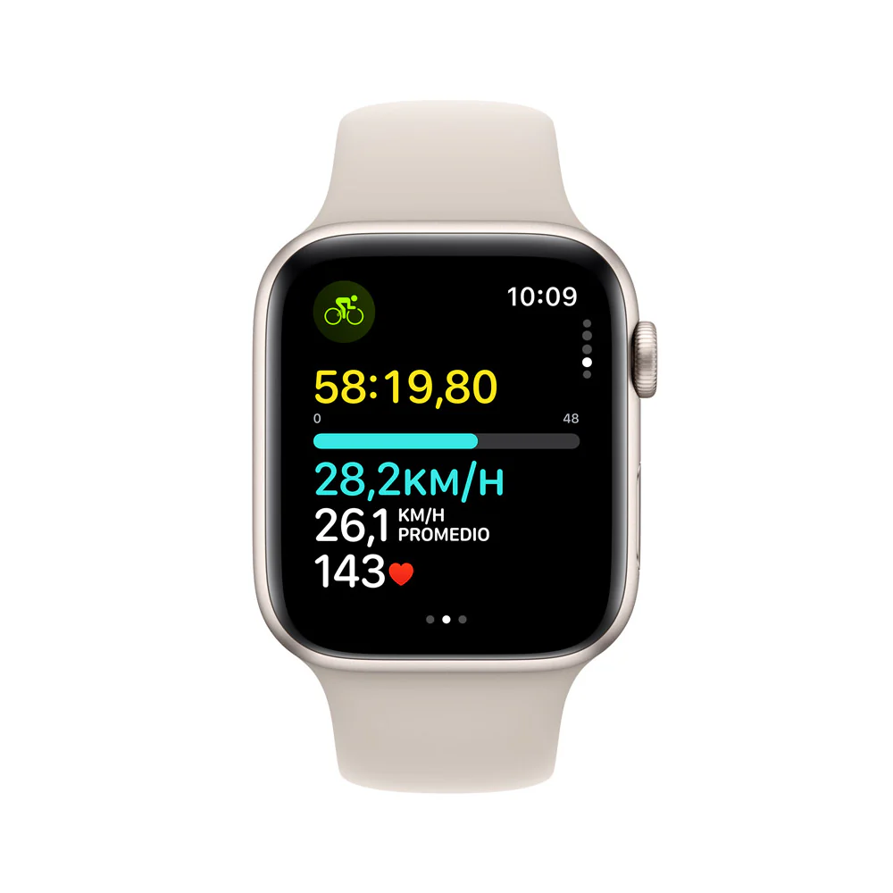 Apple Watch SE GPS + Cellular • Caja de aluminio blanco estelar de 44 mm • Correa deportiva blanco estelar - M/L - Image 6