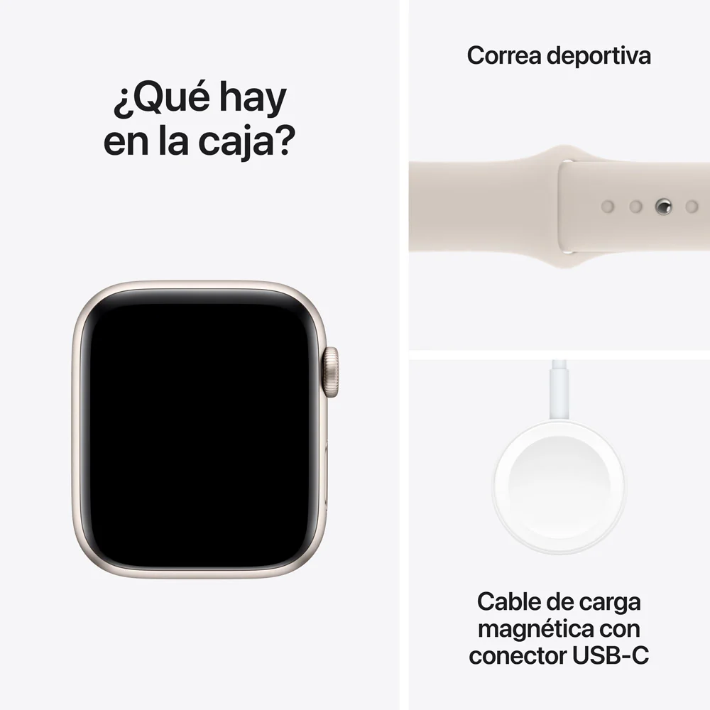 Apple Watch SE GPS + Cellular • Caja de aluminio blanco estelar de 44 mm • Correa deportiva blanco estelar - M/L - Image 8