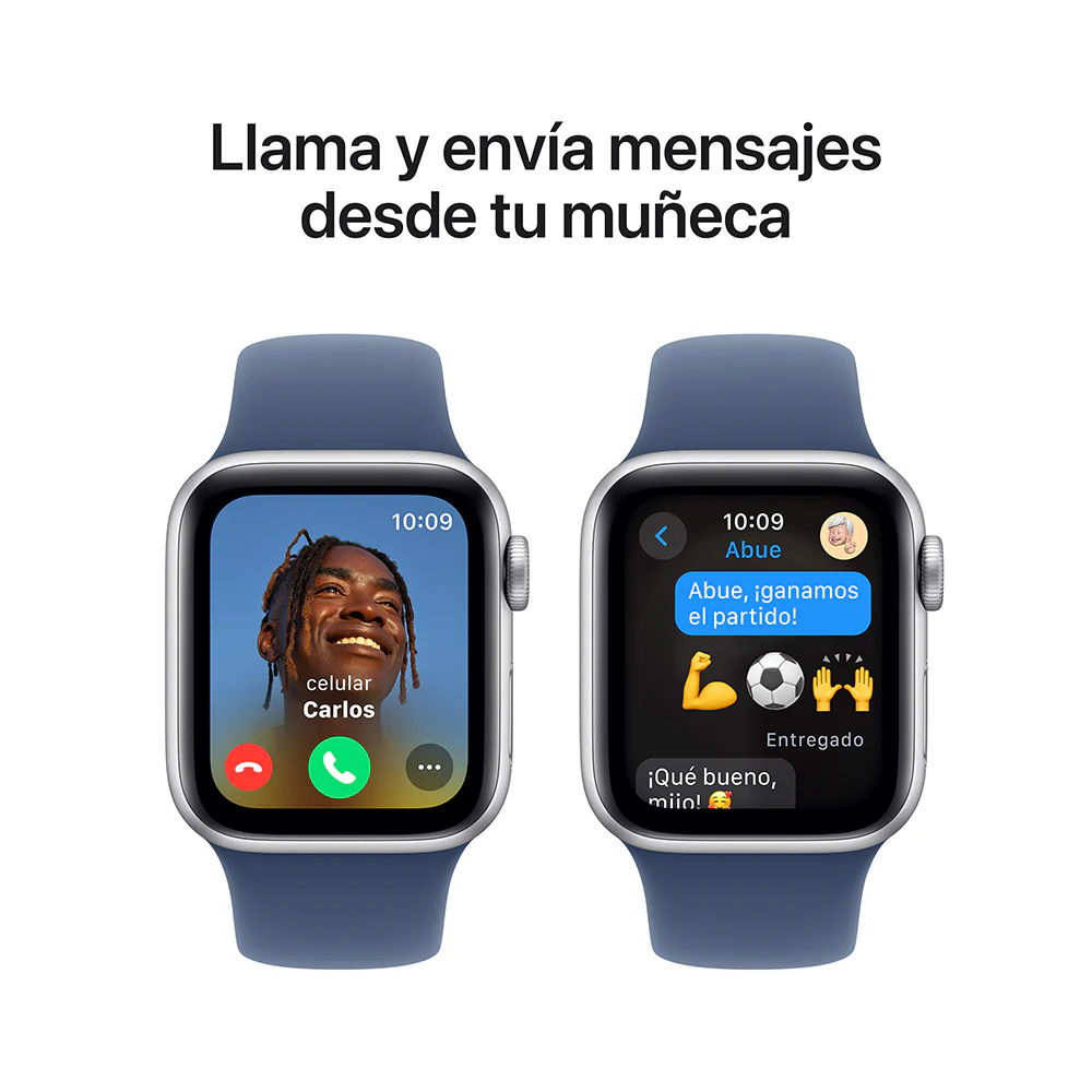 Apple Watch SE GPS • Caja de aluminio color plata de 40 mm • Correa deportiva azul denim - S/M - Image 4