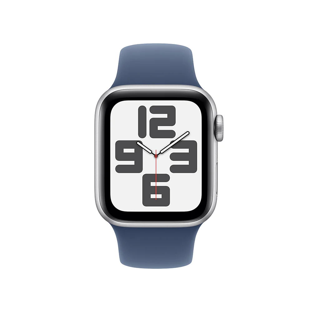 Apple Watch SE GPS • Caja de aluminio color plata de 40 mm • Correa deportiva azul denim - M/L - Image 2