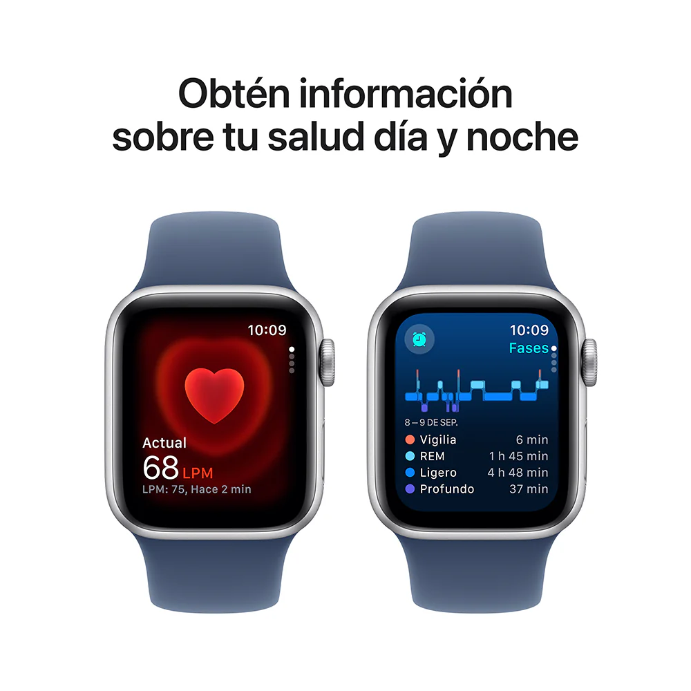 Apple Watch SE GPS • Caja de aluminio color plata de 40 mm • Correa deportiva azul denim - M/L - Image 5