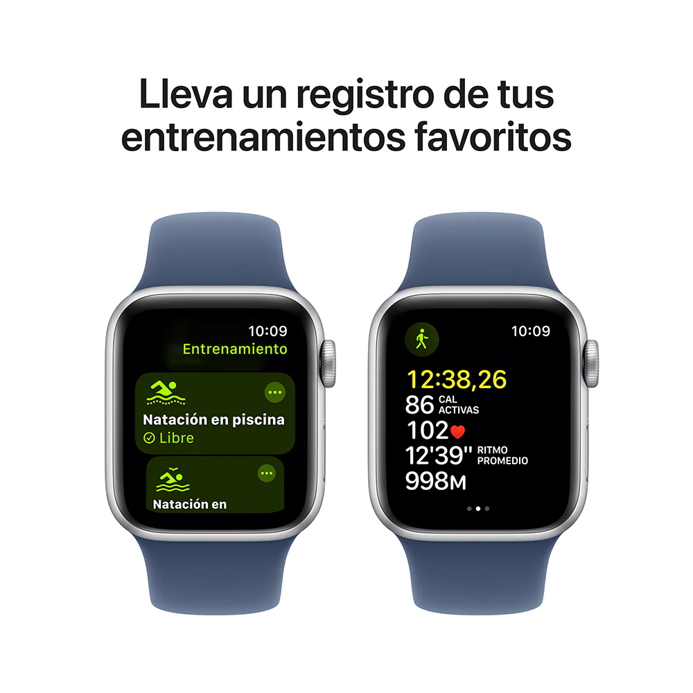 Apple Watch SE GPS • Caja de aluminio color plata de 40 mm • Correa deportiva azul denim - M/L - Image 6