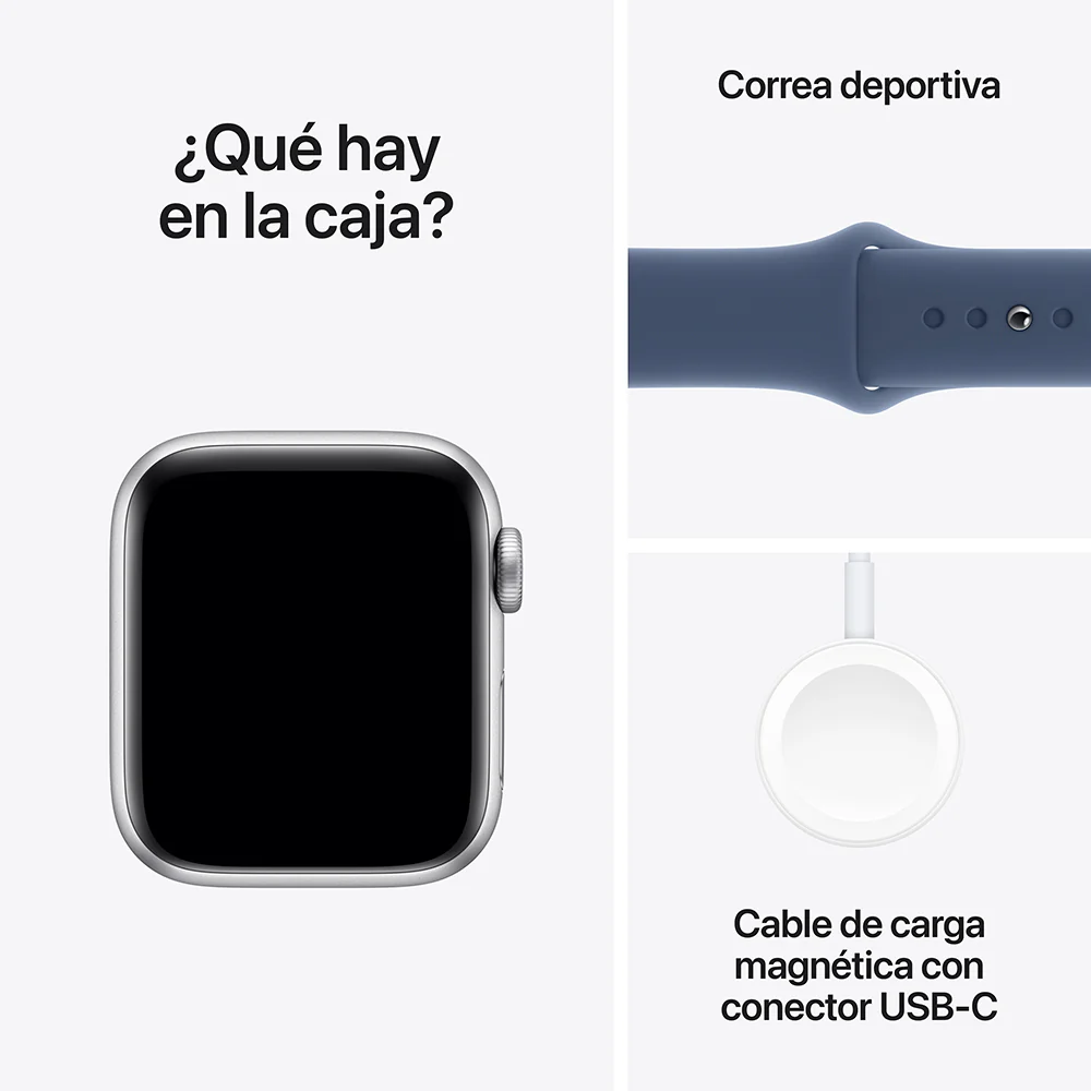 Apple Watch SE GPS • Caja de aluminio color plata de 40 mm • Correa deportiva azul denim - M/L - Image 7