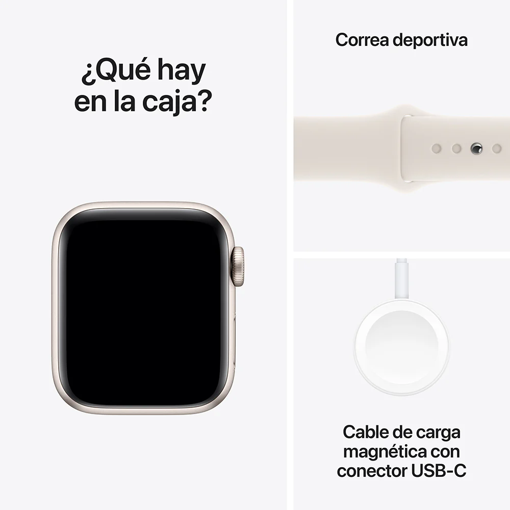 Apple Watch SE GPS • Caja de aluminio blanco estelar de 40 mm • Correa deportiva blanco estelar - M/L - Image 7
