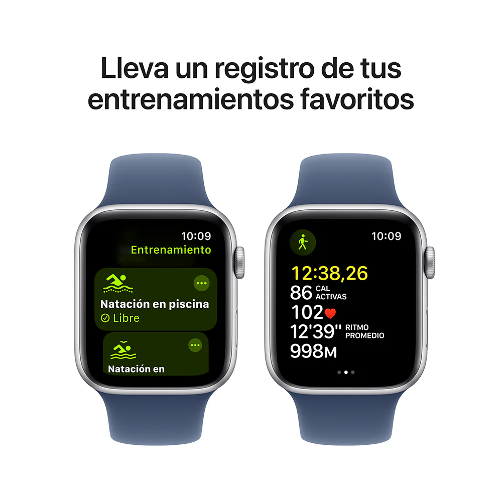 Apple Watch SE GPS • Caja de aluminio color plata de 44 mm • Correa deportiva azul denim - S/M - Image 6