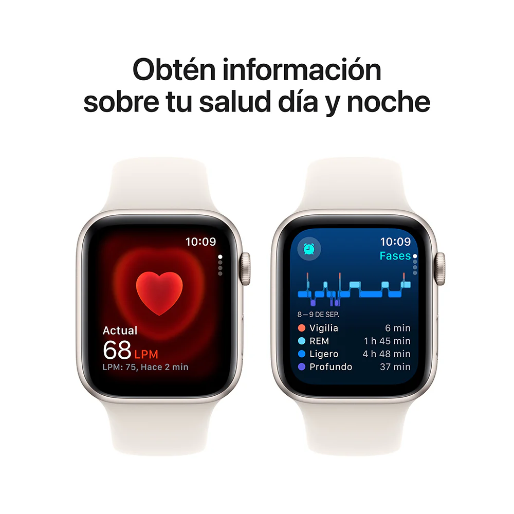 Apple Watch SE GPS • Caja de aluminio blanco estelar de 44 mm • Correa deportiva blanco estelar - S/M - Image 5