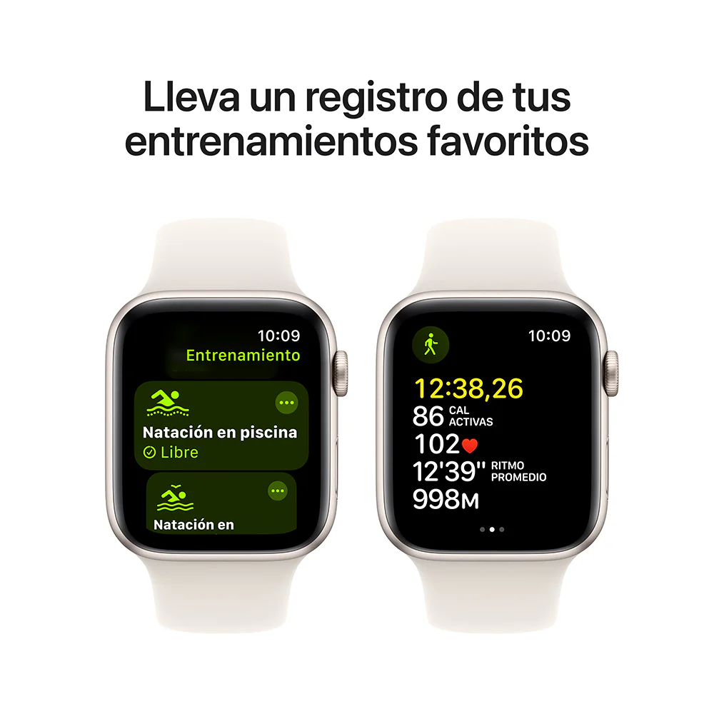 Apple Watch SE GPS • Caja de aluminio blanco estelar de 44 mm • Correa deportiva blanco estelar - S/M - Image 6
