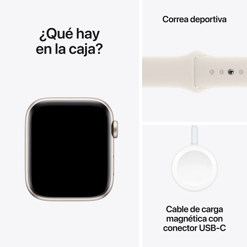 Apple Watch SE GPS • Caja de aluminio blanco estelar de 44 mm • Correa deportiva blanco estelar - M/L - Image 7
