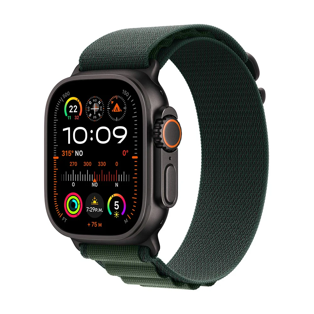Apple Watch Ultra 2 GPS + Cellular • Caja de titanio negro de 49 mm • Correa Alpine verde oscuro - Chica