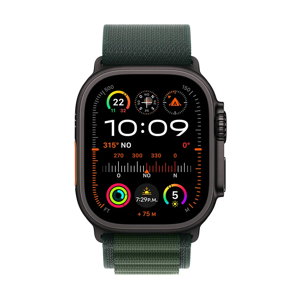 Apple Watch Ultra 2 GPS + Cellular • Caja de titanio negro de 49 mm • Correa Alpine verde oscuro - Chica - Image 2