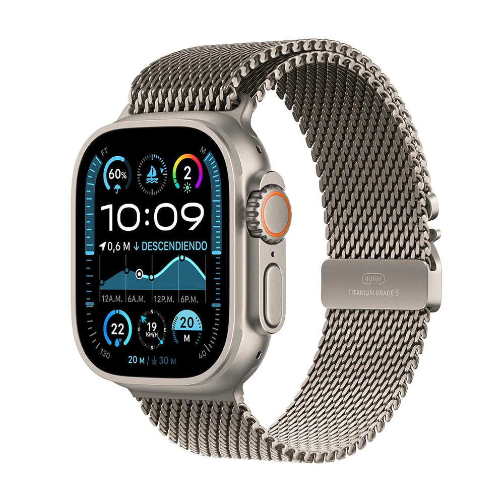 Apple Watch Ultra 2 GPS + Cellular • Caja de titanio natural de 49 mm • Correa estilo milanés de titanio natural - Chica