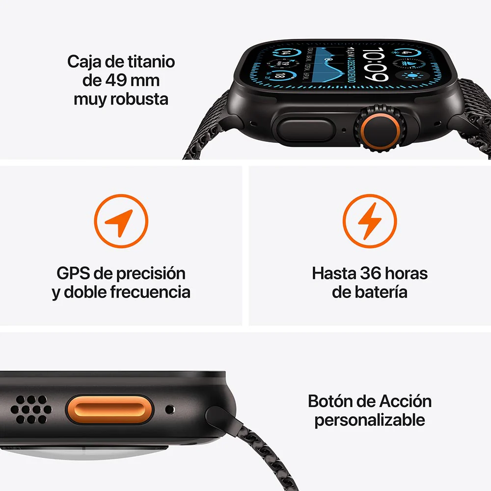 Apple Watch Ultra 2 GPS + Cellular • Caja de titanio natural de 49 mm • Correa estilo milanés de titanio natural - Grande - Image 3