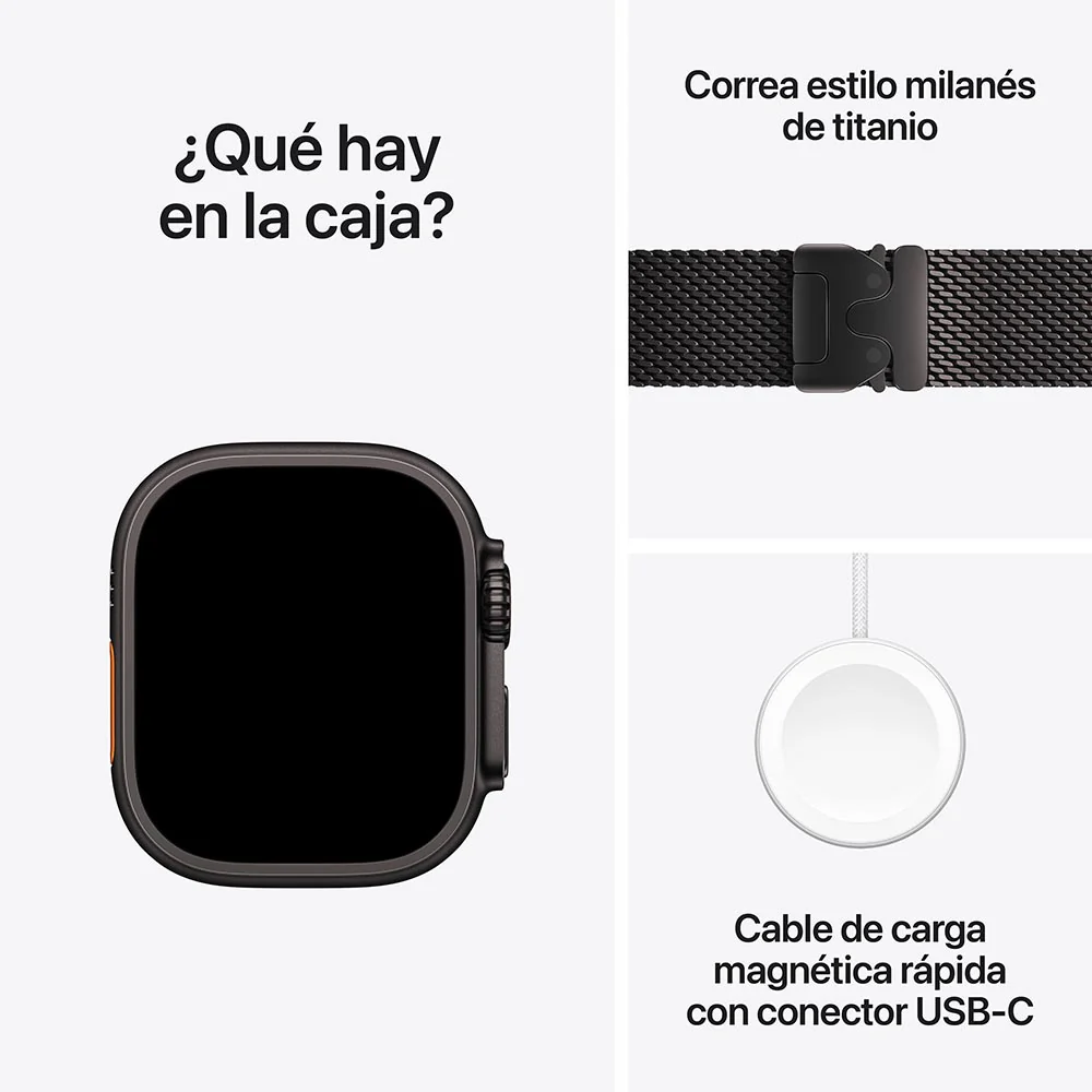 Apple Watch Ultra 2 GPS + Cellular • Caja de titanio negro de 49 mm • Correa estilo milanés de titanio negro - Mediana - Image 9