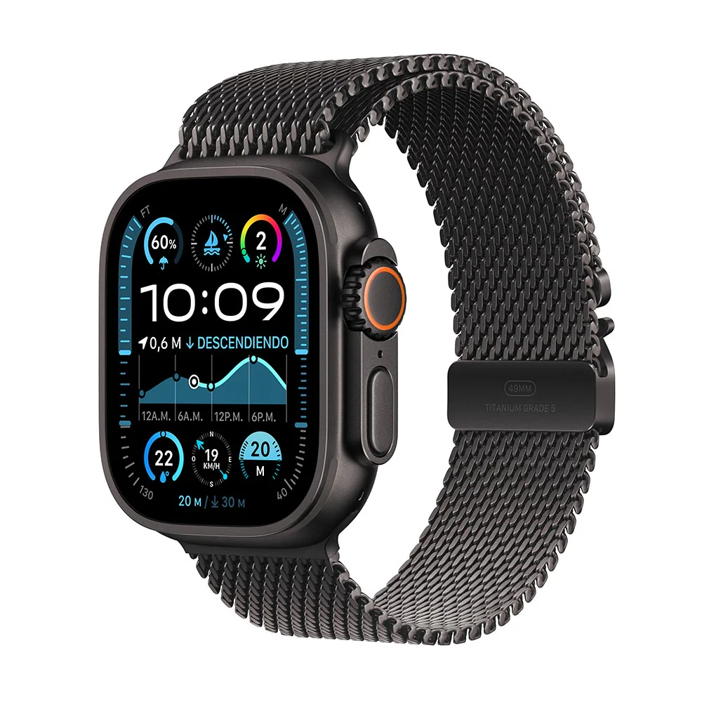Apple Watch Ultra 2 GPS + Cellular • Caja de titanio negro de 49 mm • Correa estilo milanés de titanio negro - Grande