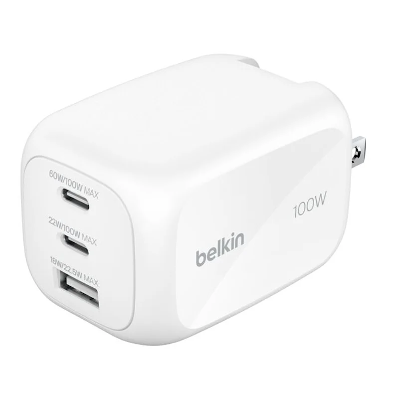 ADAPTADOR BELKIN DE PARED 100W 3 PUERTOS USB-C USB-A WHITE - Image 3