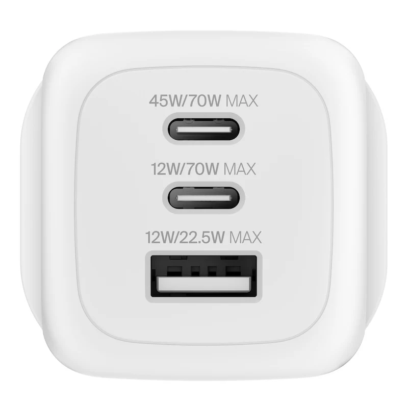 ADAPTADOR BELKIN DE PARED 70W 2 PUERTOS USB-C USB-A WHITE - Image 4