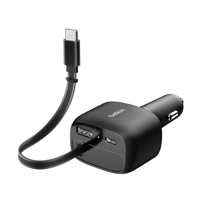 ADAPTADOR BELKIN PARA CARRO 75W 2 PUERTOS USB-A USB-C BLACK - Image 2