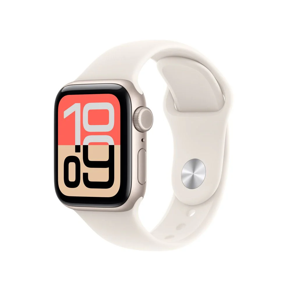 Apple Watch SE 3 GPS + Cellular • Caja de aluminio blanco estelar de 40 mm • Correa deportiva blanco estelar - S/M