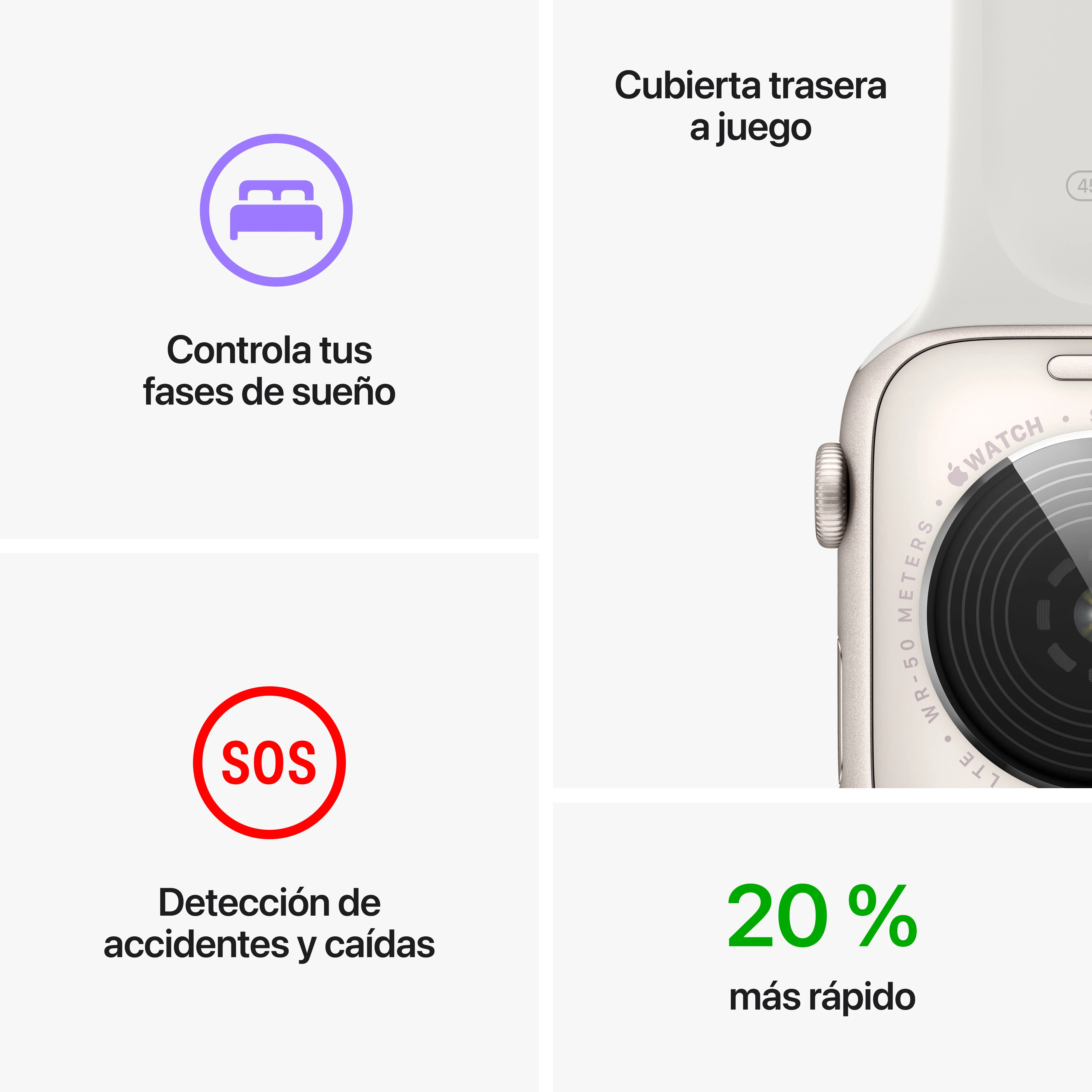 Apple Watch SE (GPS + Cellular) de 44 mm - Talla única - Caja de aluminio en blanco estrella - Correa deportiva blanco estrella - Image 8