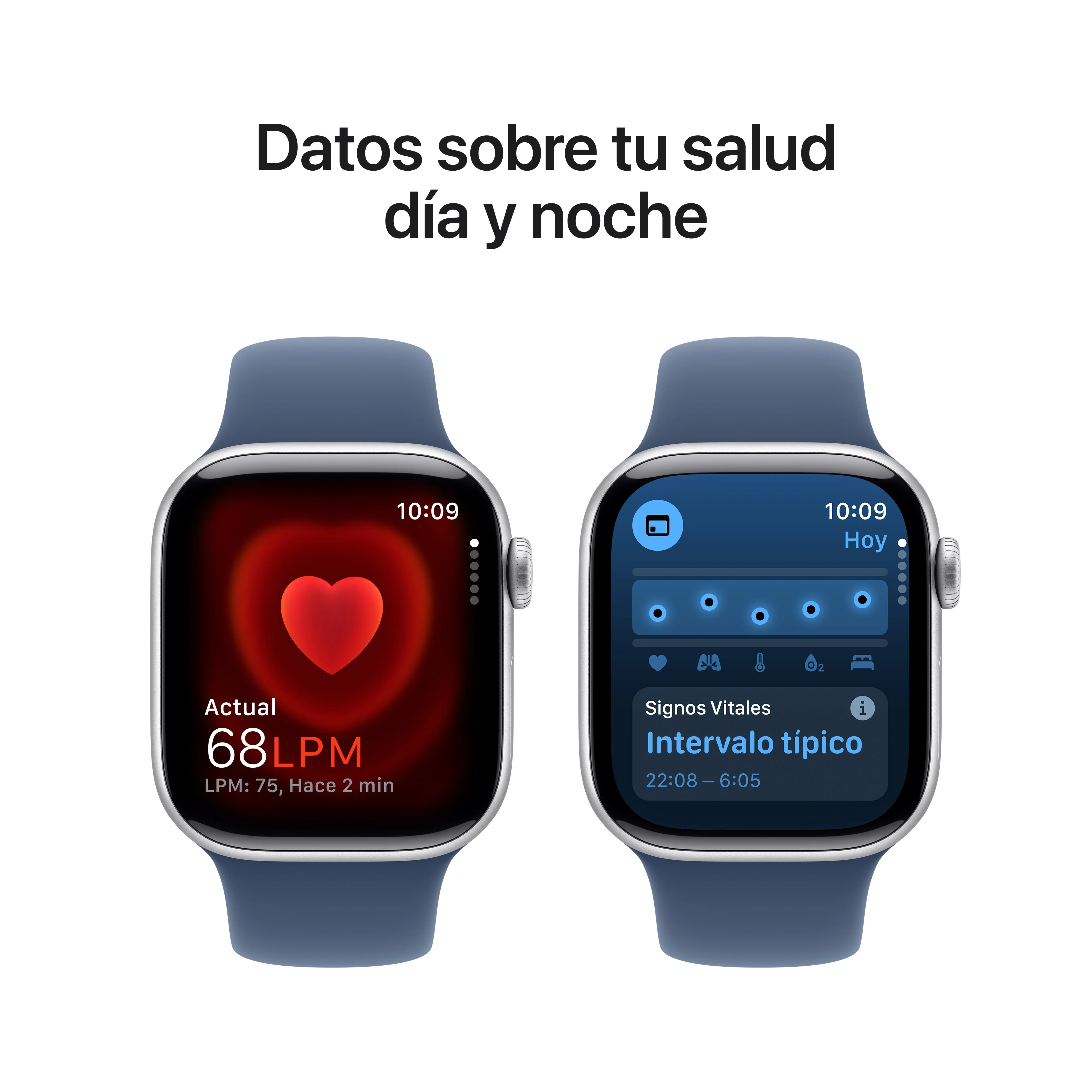 Apple Watch Series 10 GPS • Caja de aluminio color plata de 42 mm • Correa deportiva azul denim - S/M - Image 5