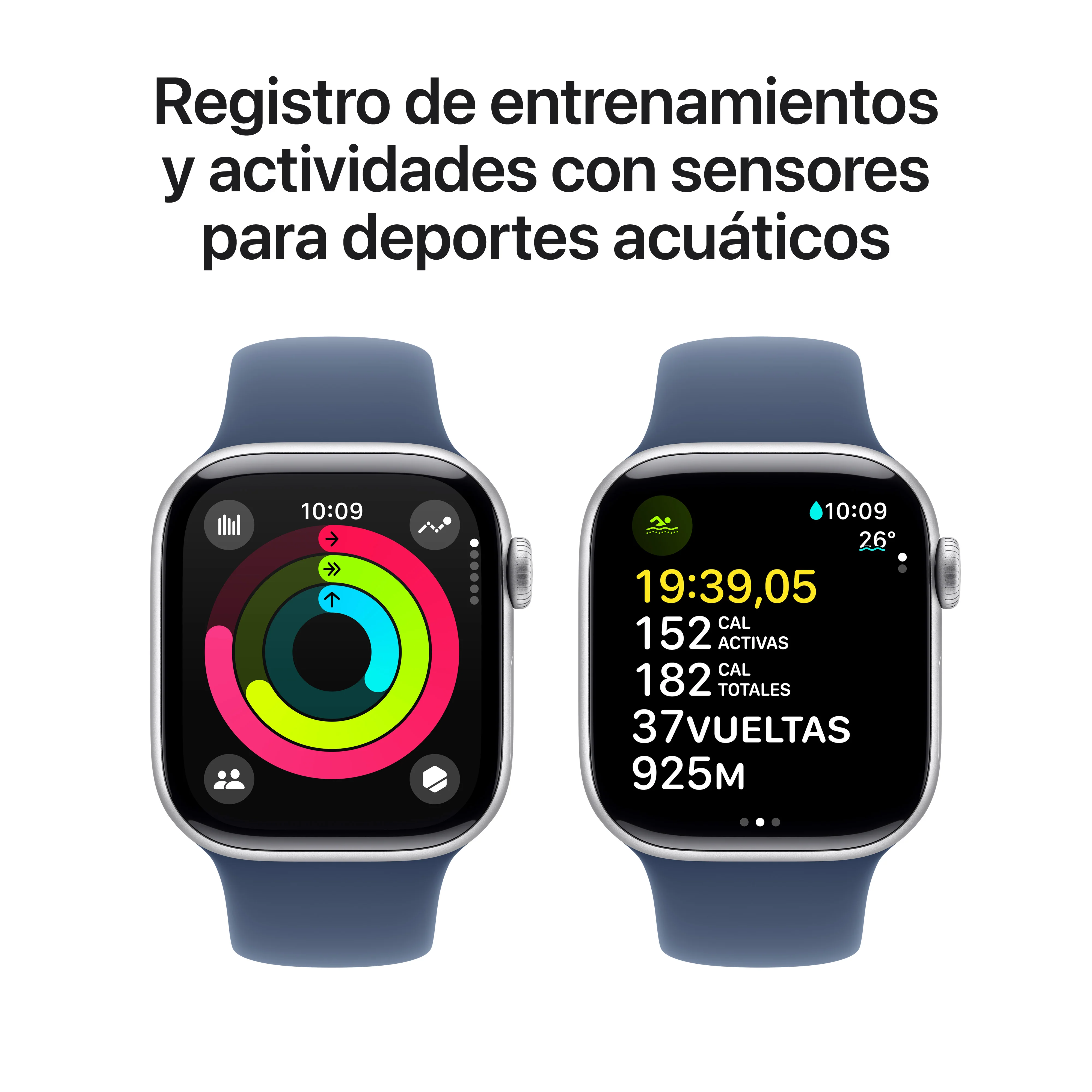 Apple Watch Series 10 GPS • Caja de aluminio color plata de 42 mm • Correa deportiva azul denim - M/L - Image 4