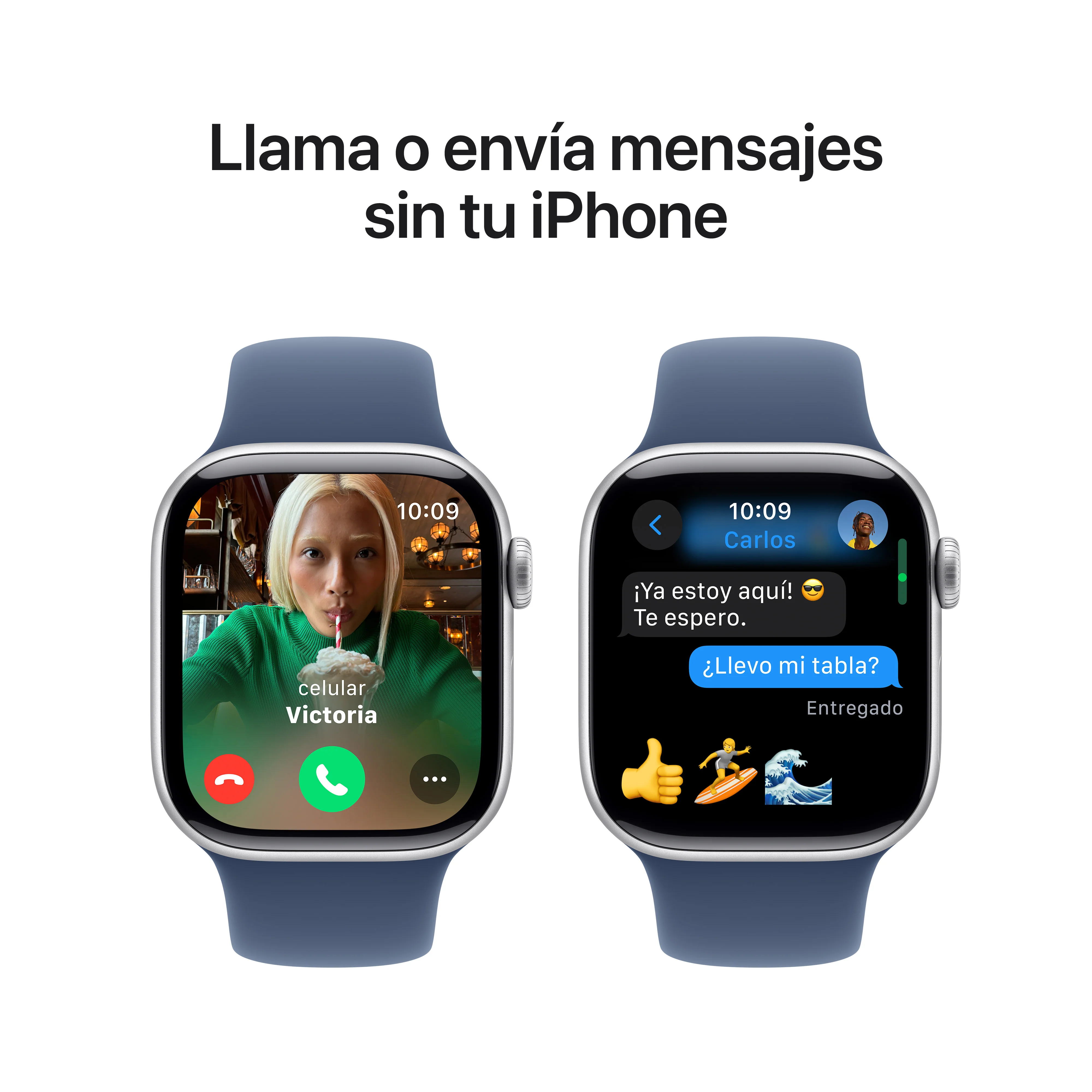 Apple Watch Series 10 GPS • Caja de aluminio color plata de 42 mm • Correa deportiva azul denim - M/L - Image 7