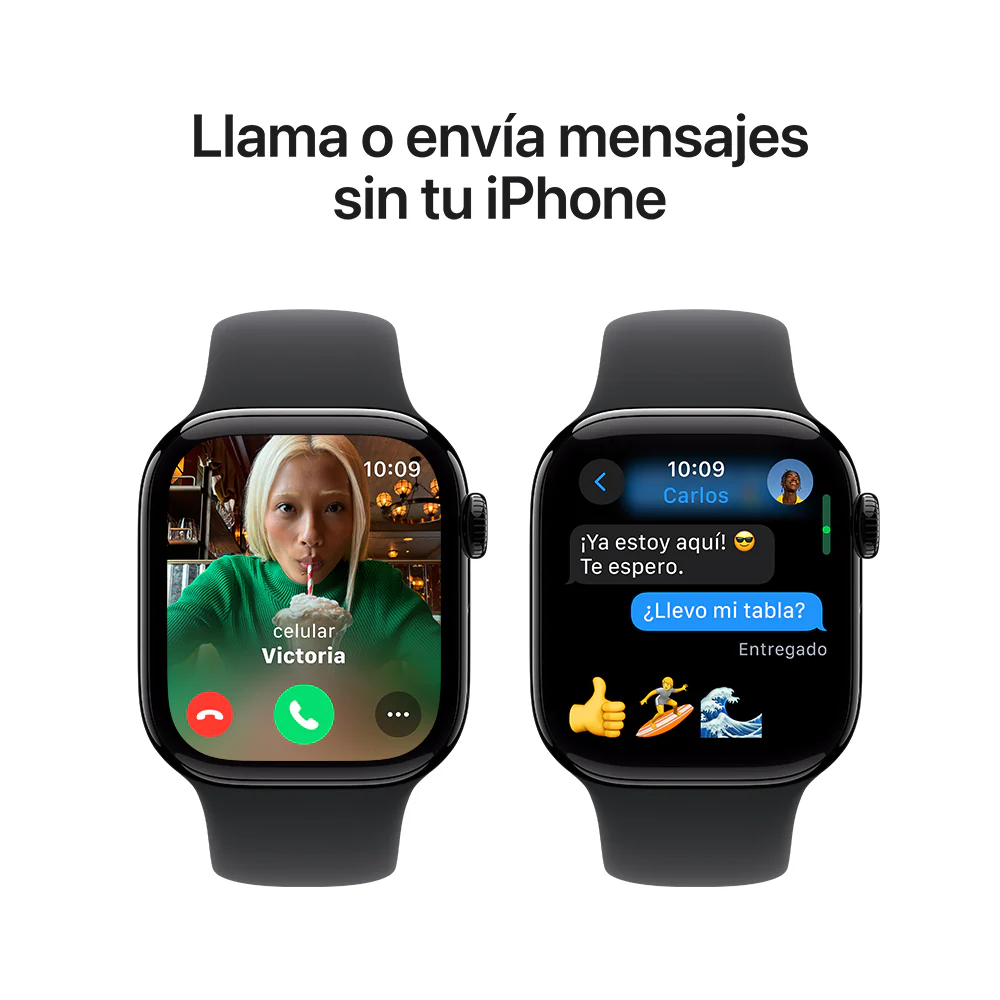 Apple Watch Series 10 GPS • Caja de aluminio negro azabache de 42 mm • Correa deportiva negra - S/M - Image 7
