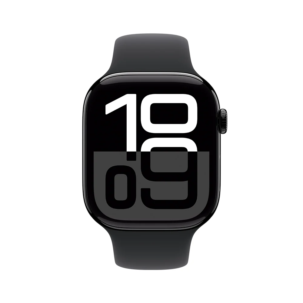 Apple Watch Series 10 GPS • Caja de aluminio negro azabache de 46 mm • Correa deportiva negra - S/M - Image 2