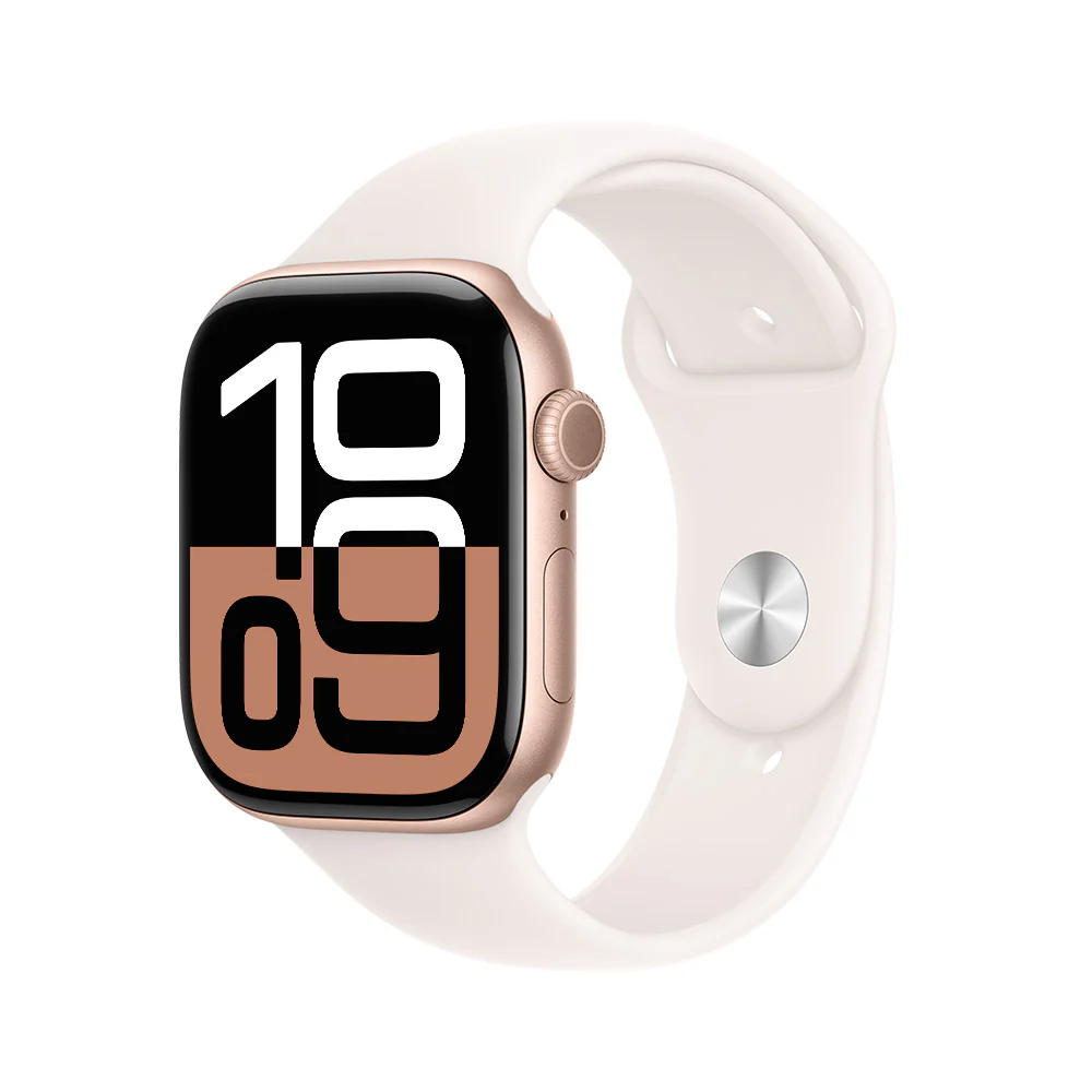 Apple Watch Series 10 GPS • Caja de aluminio color oro rosa de 46 mm • Correa deportiva rosa rubor - S/M