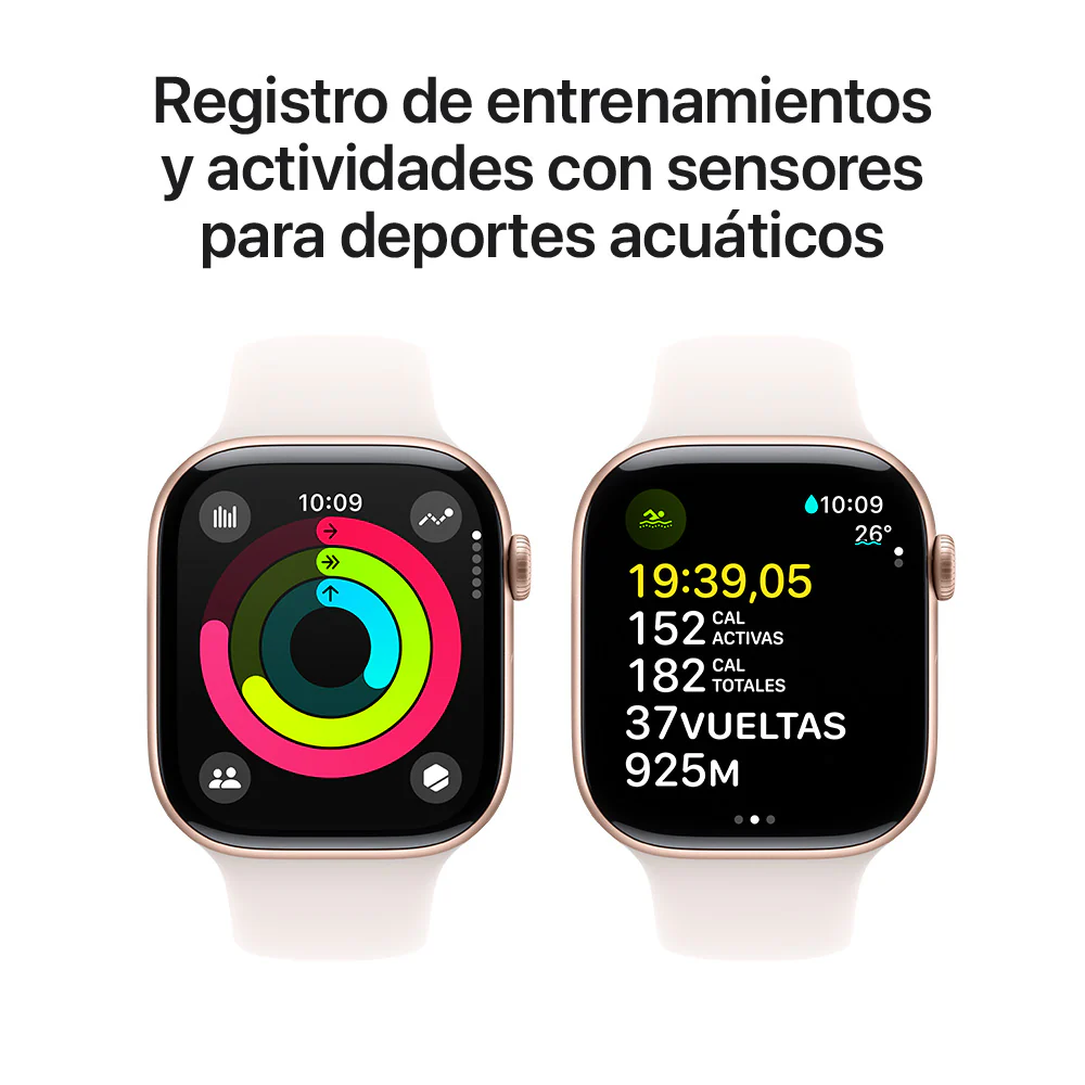 Apple Watch Series 10 GPS • Caja de aluminio color oro rosa de 46 mm • Correa deportiva rosa rubor - S/M - Image 4