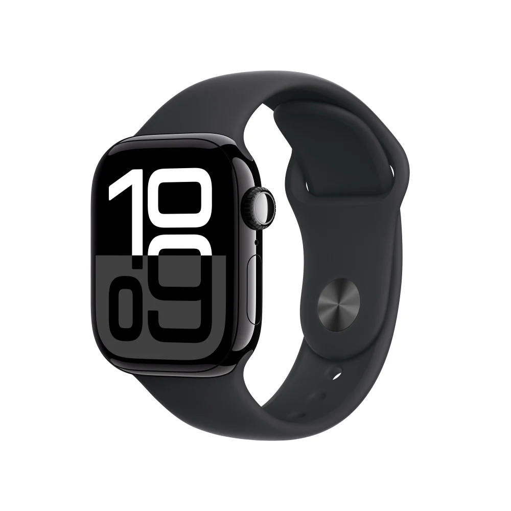 Apple Watch Series 10 GPS + Cellular • Caja de aluminio negro azabache de 42 mm • Correa deportiva negra - S/M