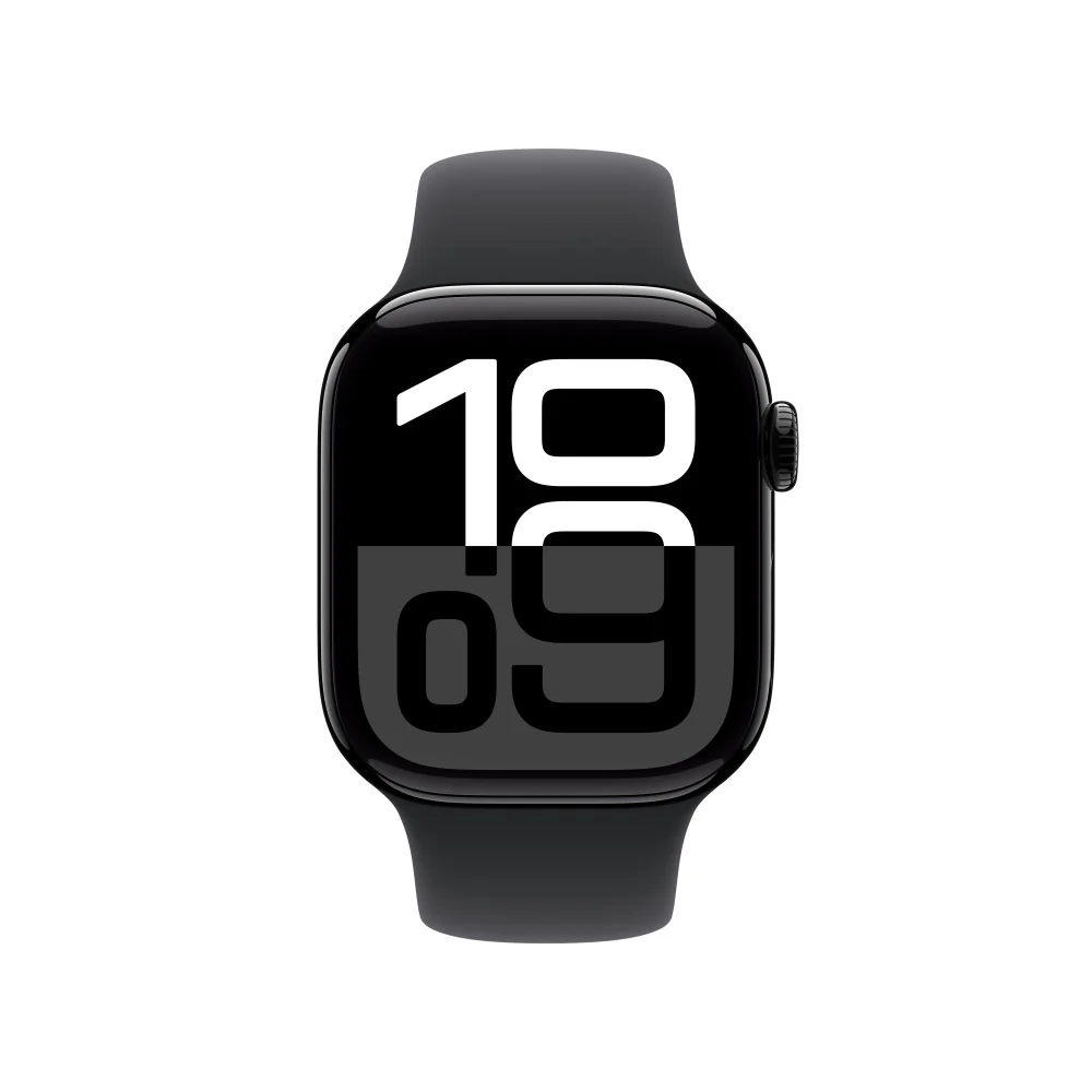 Apple Watch Series 10 GPS + Cellular • Caja de aluminio negro azabache de 42 mm • Correa deportiva negra - S/M - Image 2