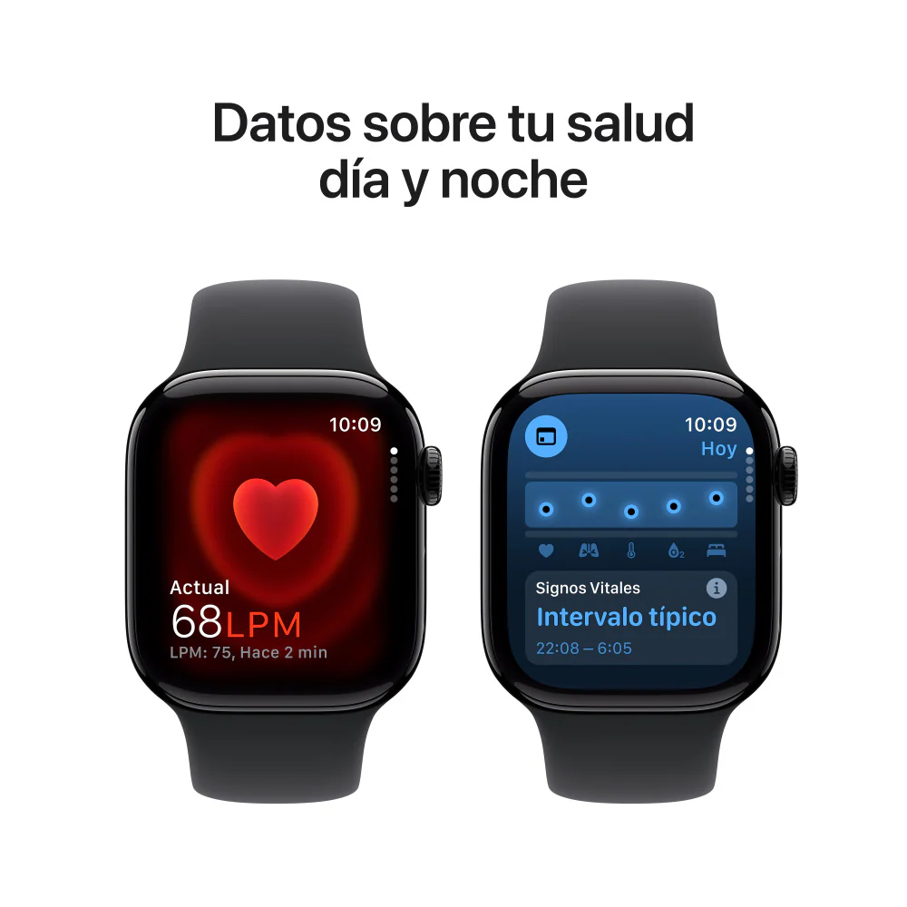 Apple Watch Series 10 GPS + Cellular • Caja de aluminio negro azabache de 42 mm • Correa deportiva negra - S/M - Image 5