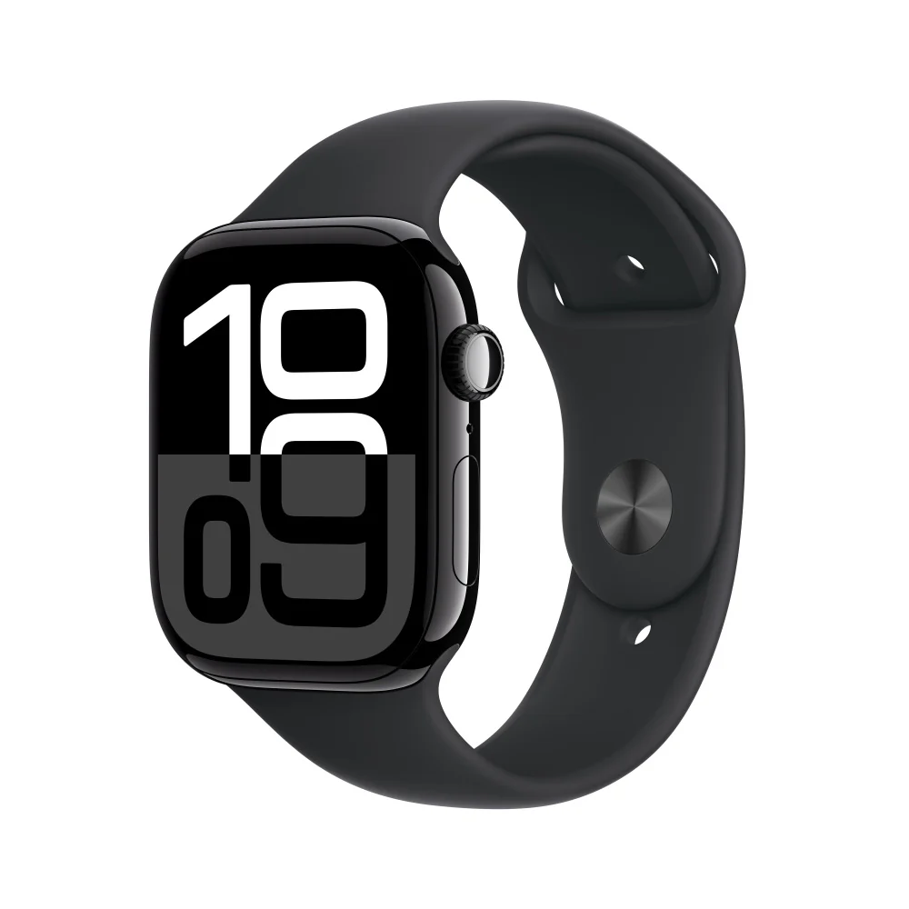Apple Watch Series 10 GPS + Cellular • Caja de aluminio negro azabache de 46 mm • Correa deportiva negra - S/M