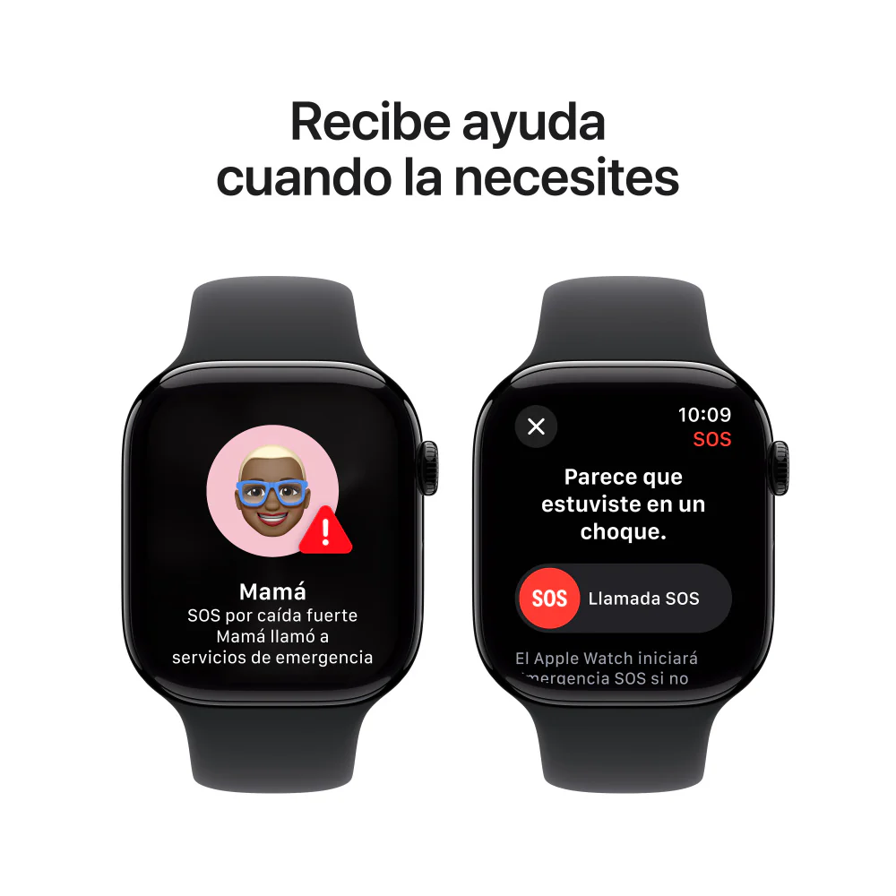 Apple Watch Series 10 GPS + Cellular • Caja de aluminio negro azabache de 46 mm • Correa deportiva negra - S/M - Image 6