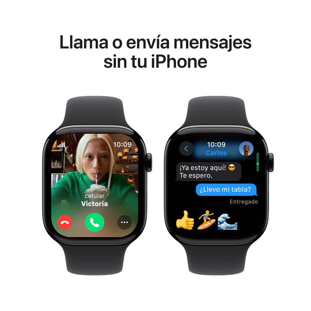 Apple Watch Series 10 GPS + Cellular • Caja de aluminio negro azabache de 46 mm • Correa deportiva negra - S/M - Image 7