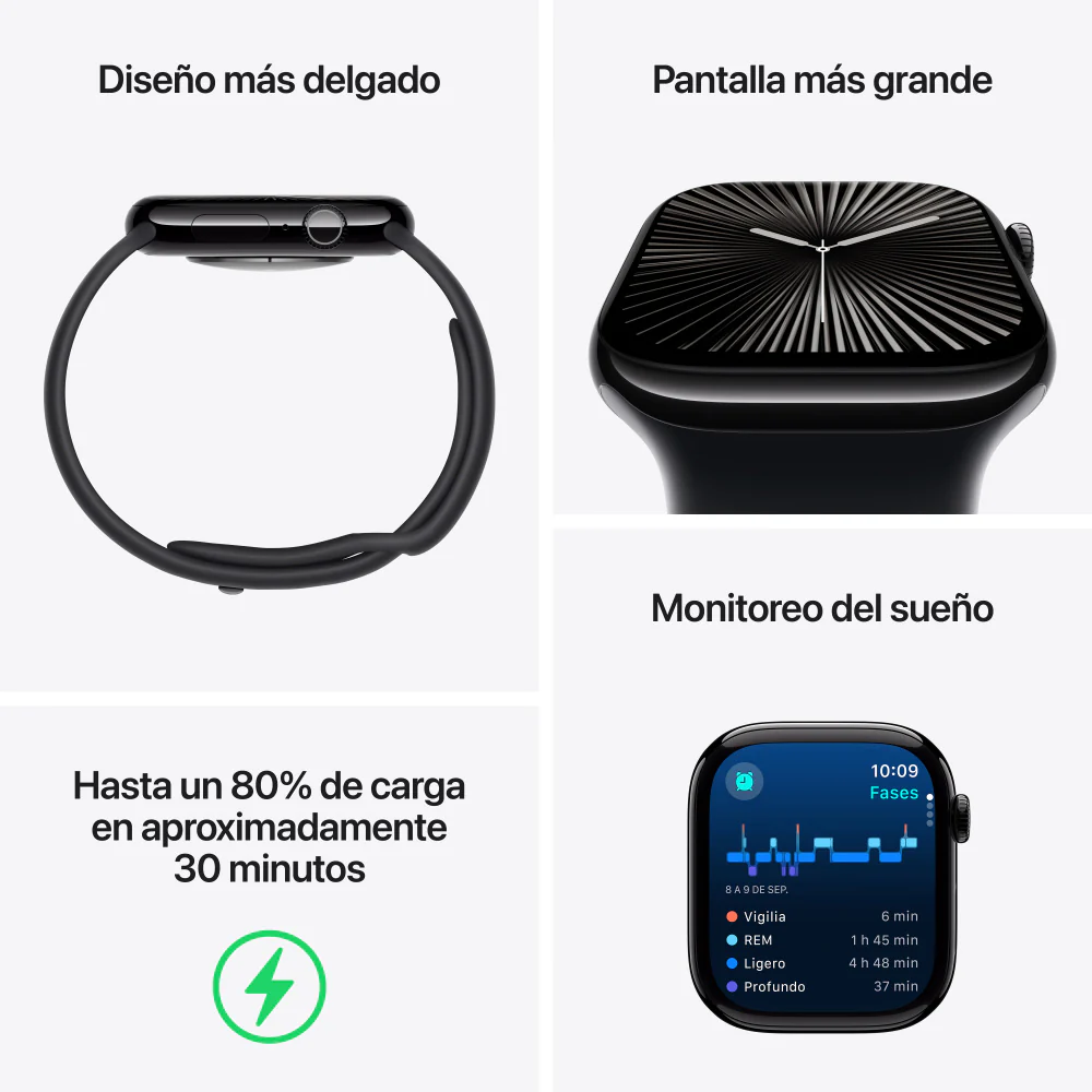 Apple Watch Series 10 GPS + Cellular • Caja de titanio color pizarra de 46 mm • Correa estilo milanés color pizarra - S/M - Image 3
