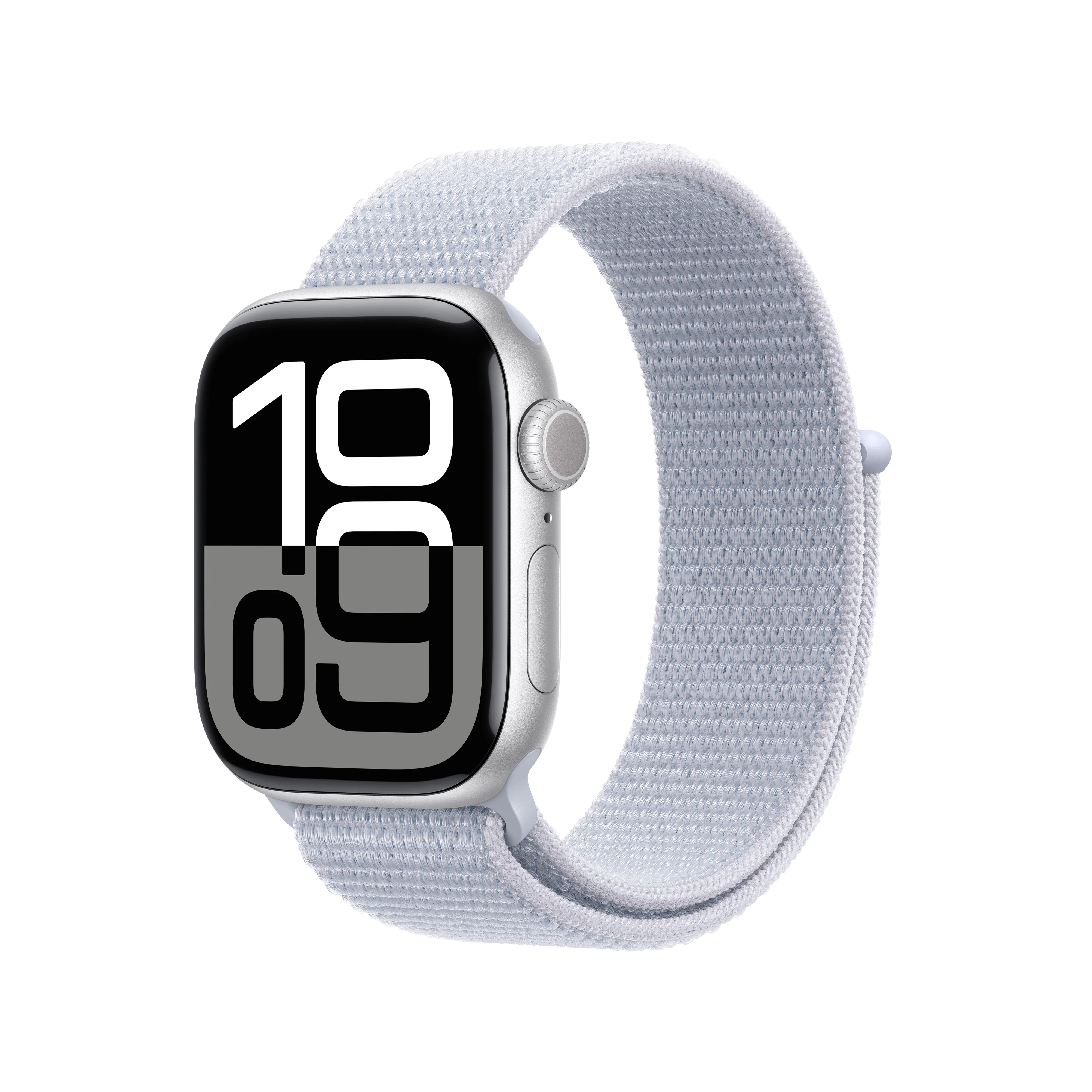 Apple Watch Series 10 GPS • Caja de aluminio color plata de 42 mm • Correa loop deportiva azul nube